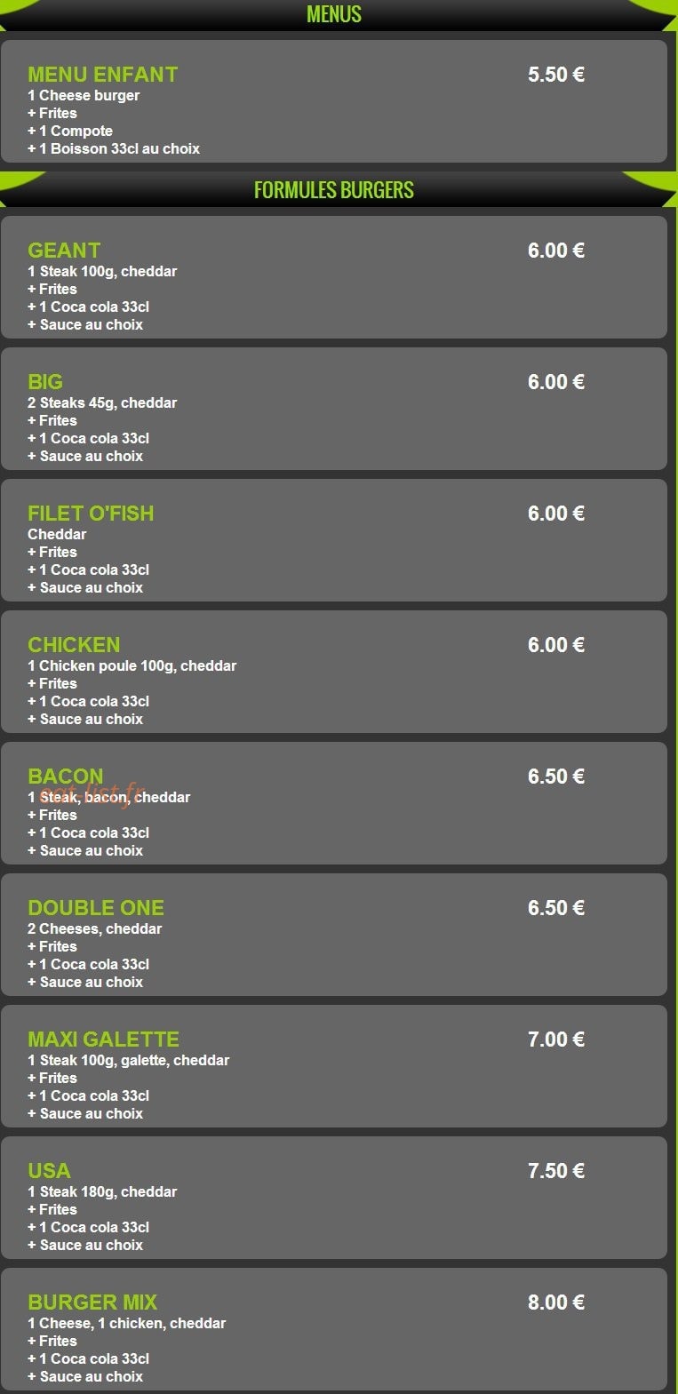Pizza Escale 24 — carte page 1