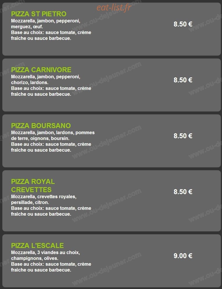 Pizza Escale 24 — carte page 6
