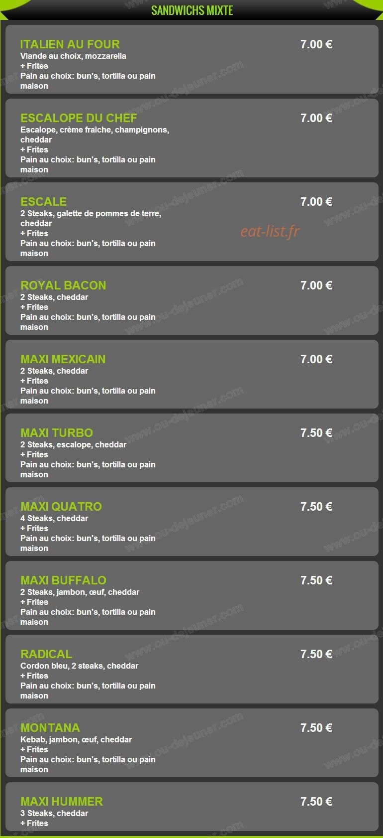 Pizza Escale 24 — carte page 9