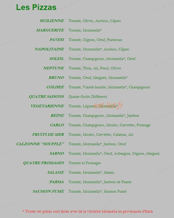Pizza Sarno — carte page 2