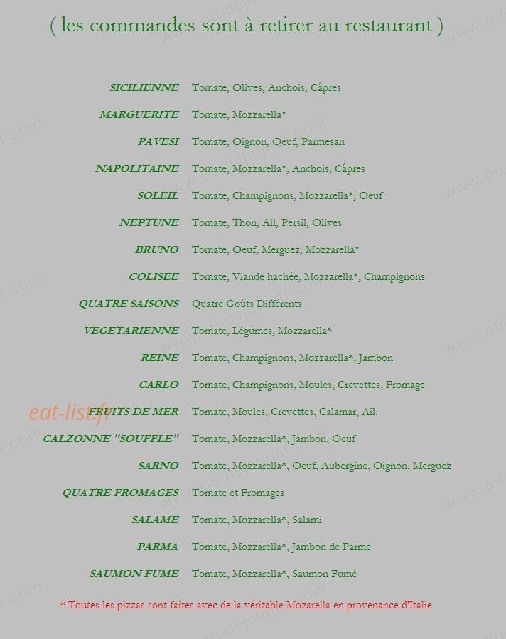 Pizza Sarno — carte page 1