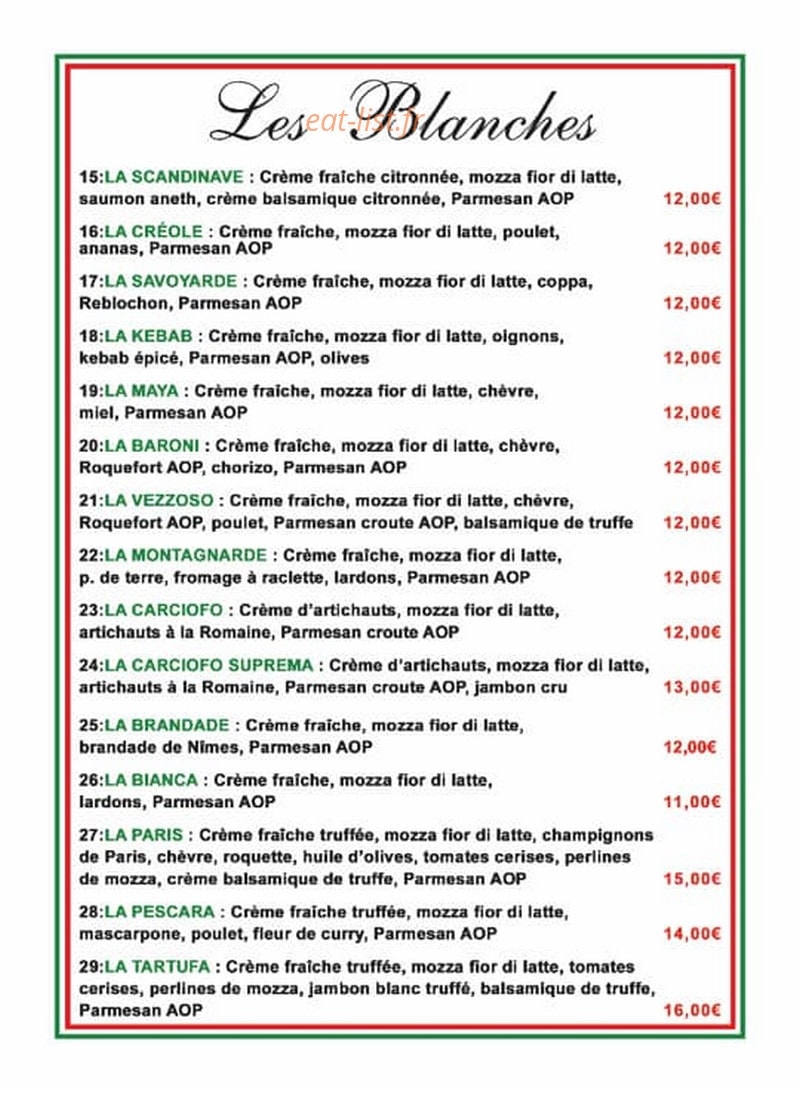 Pizzeria La casa — carte page 2