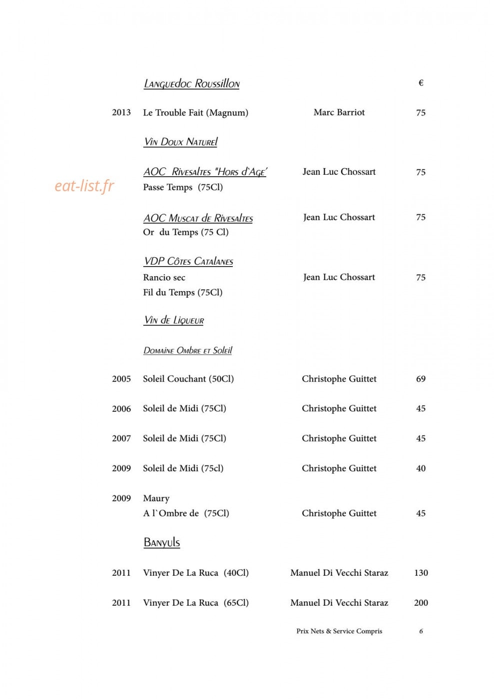 Restaurant A.T — carte page 7