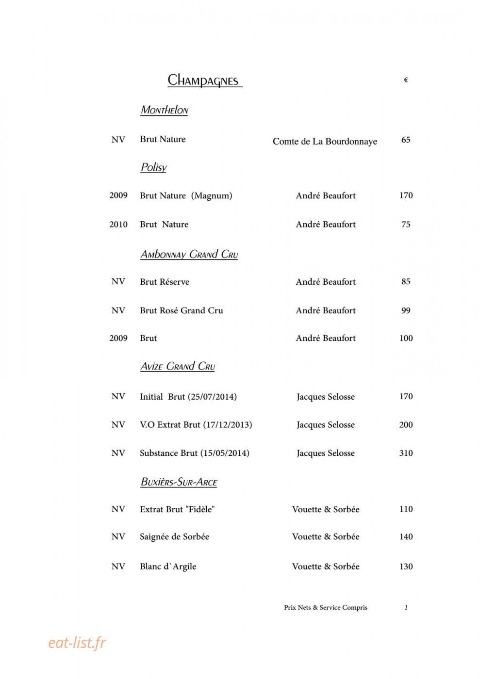 Restaurant A.T — carte page 2