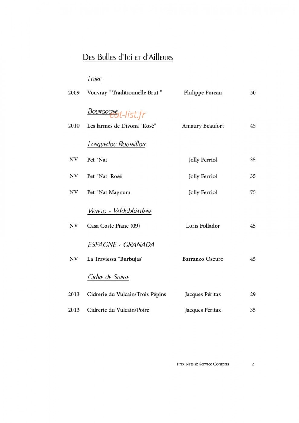 Restaurant A.T — carte page 3