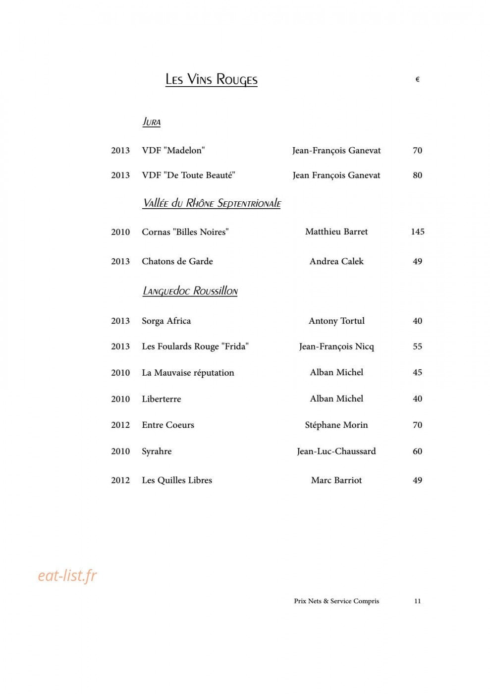 Restaurant A.T — carte page 12