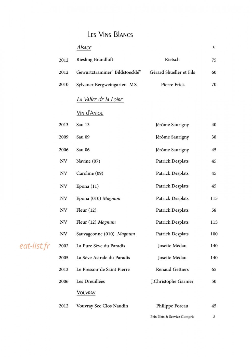 Restaurant A.T — carte page 4
