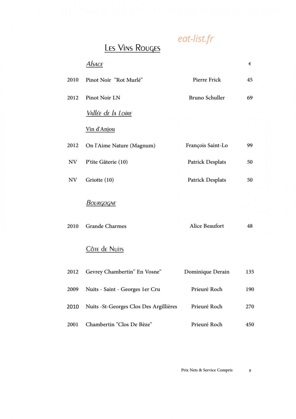 Restaurant A.T — carte page 10