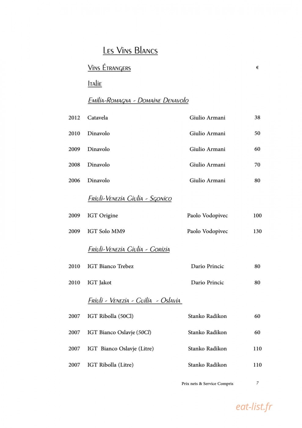 Restaurant A.T — carte page 8
