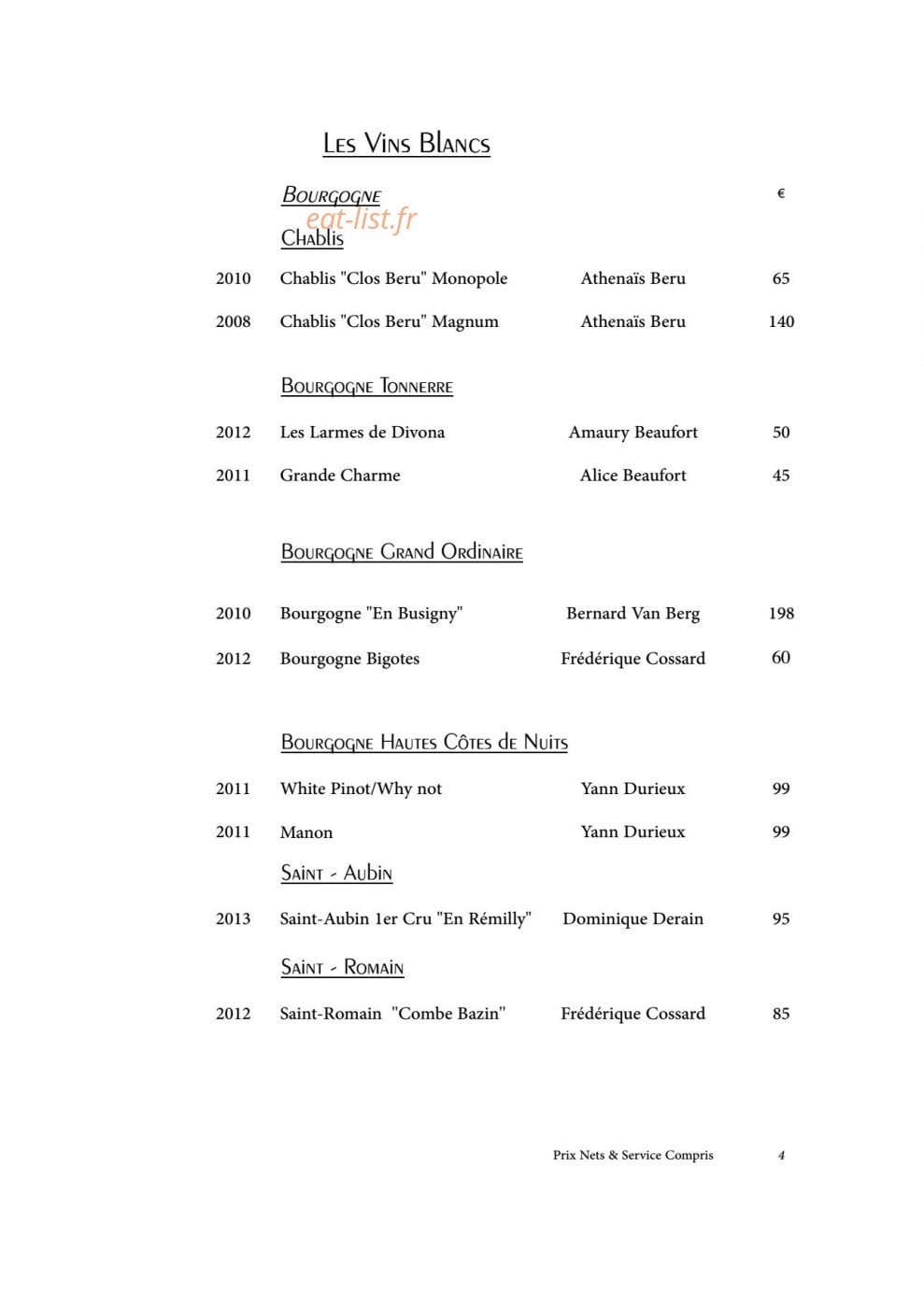 Restaurant A.T — carte page 5