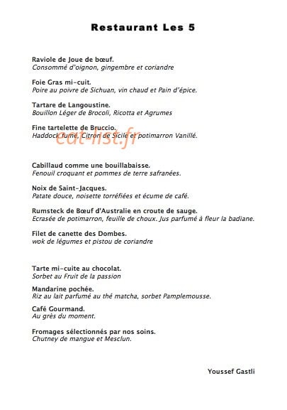 Restaurant Les 5 — carte page 4