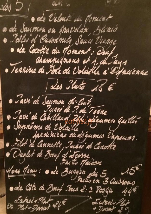 Restaurant Les 5 — carte page 3