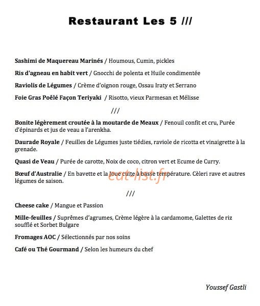 Restaurant Les 5 — carte page 5