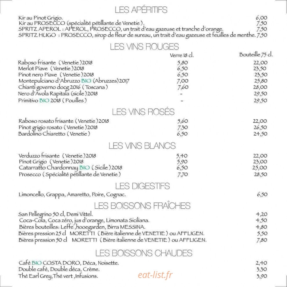 Restaurant Les Filles — carte page 3