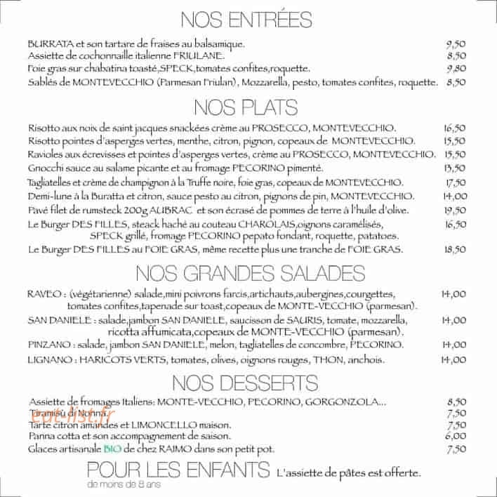 Restaurant Les Filles — carte page 2