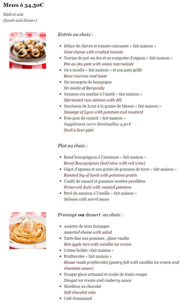Restaurant Perraudin — carte page 2