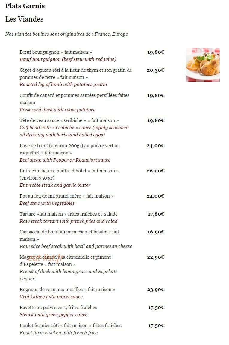 Restaurant Perraudin — carte page 4