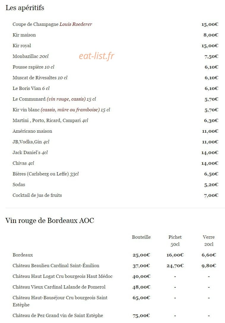 Restaurant Perraudin — carte page 9