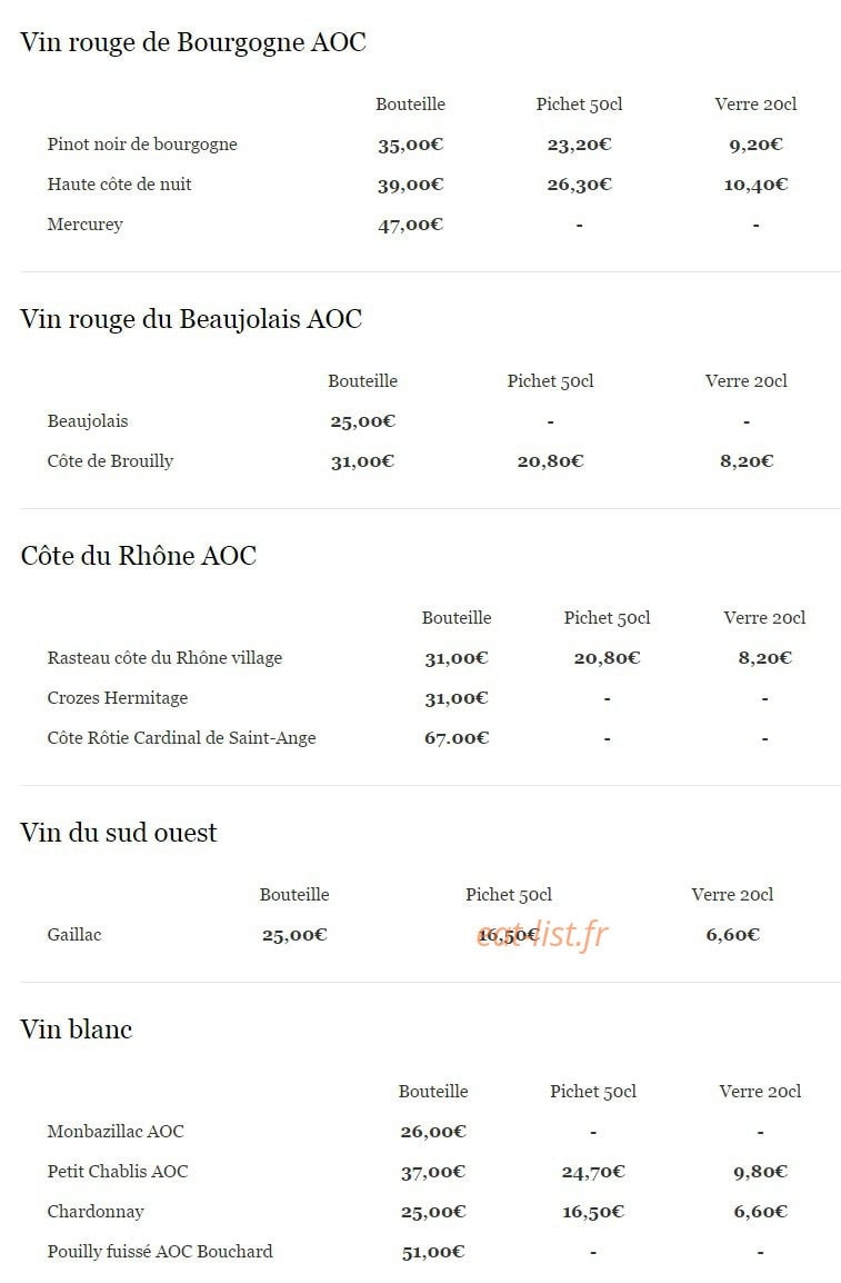 Restaurant Perraudin — carte page 10