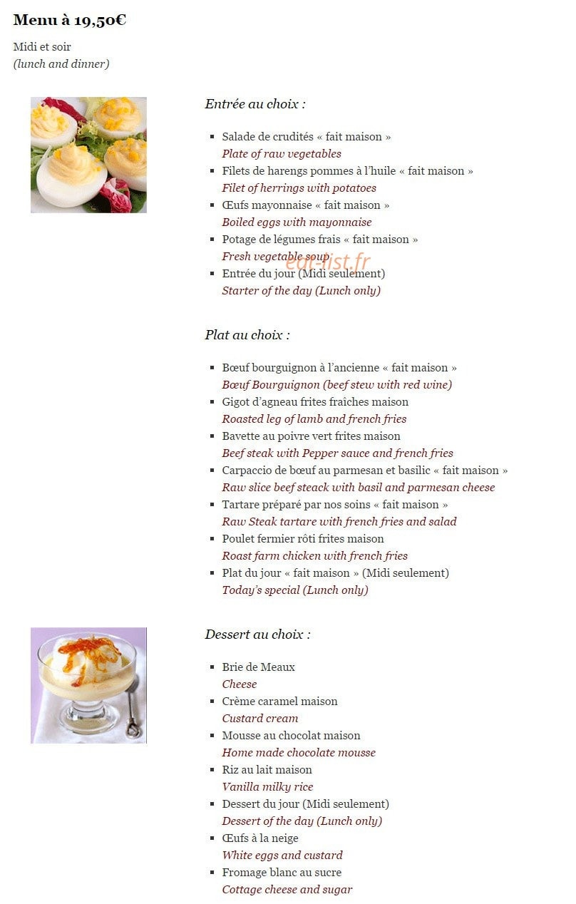 Restaurant Perraudin — carte page 1