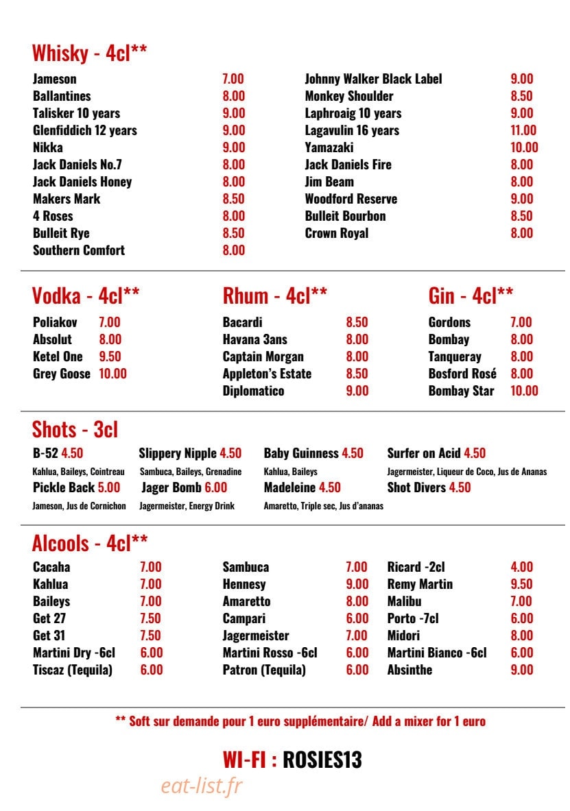 Rosie's Smokehouse — carte page 8