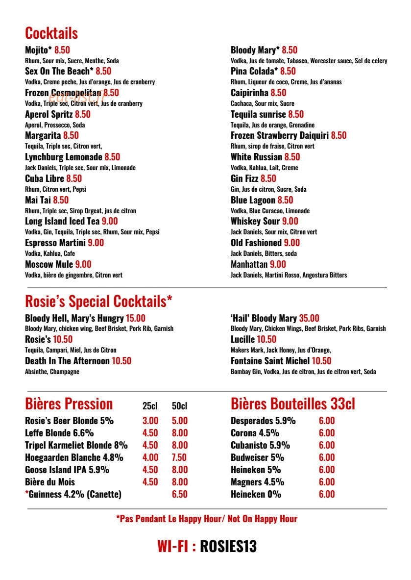 Rosie's Smokehouse — carte page 7