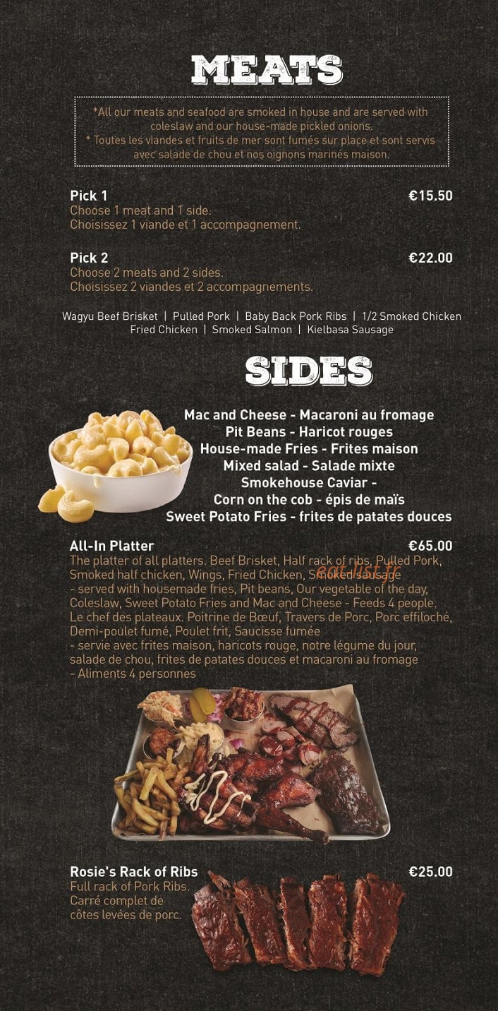 Rosie's Smokehouse — carte page 3