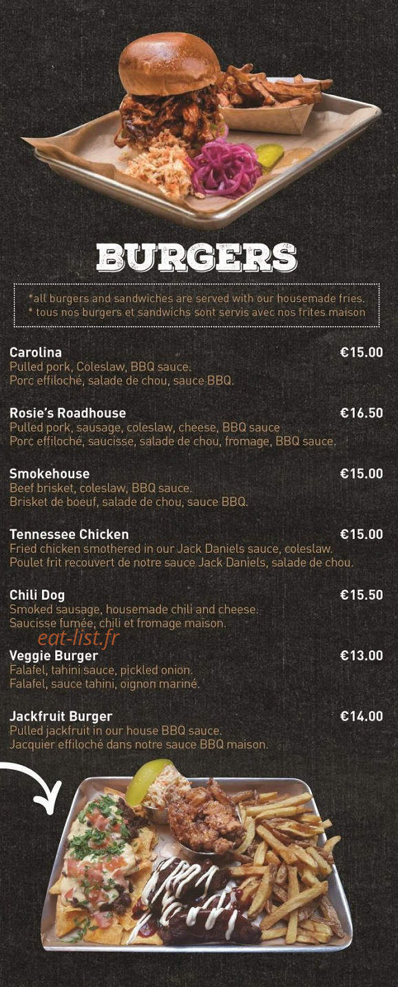 Rosie's Smokehouse — carte page 2
