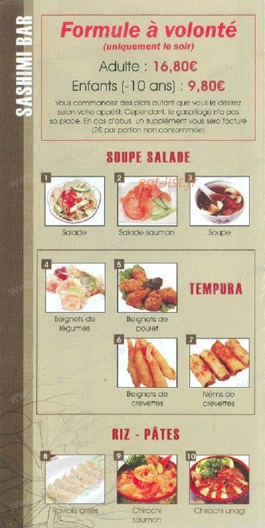 Sashimi bar — carte page 2