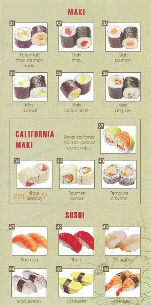 Sashimi bar — carte page 4