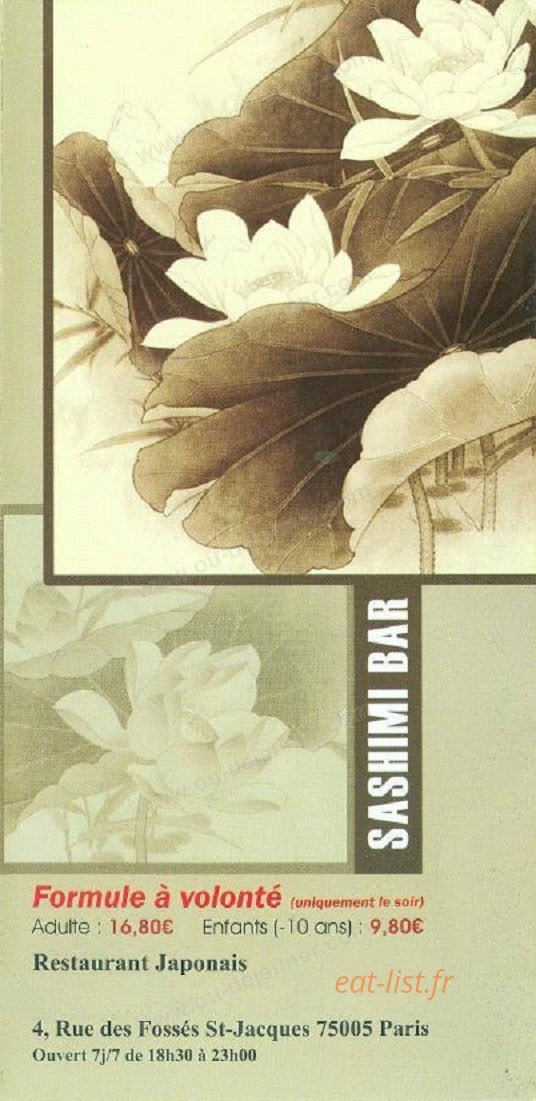 Sashimi bar — carte page 1