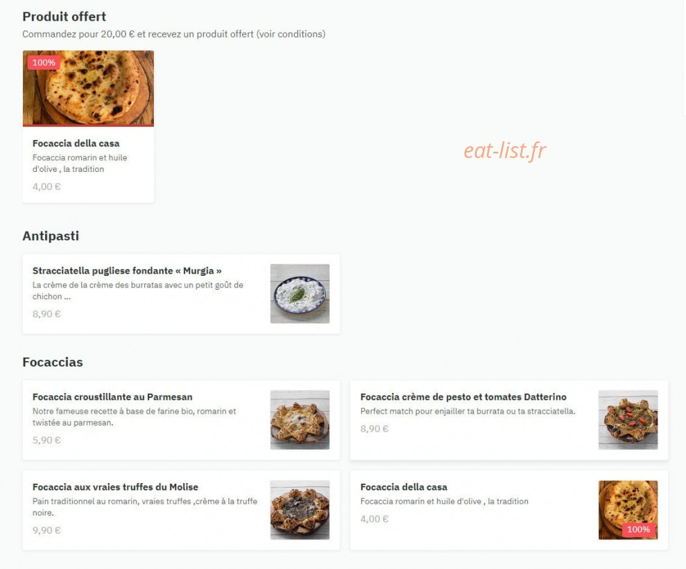 Soho Trattoria — carte page 1