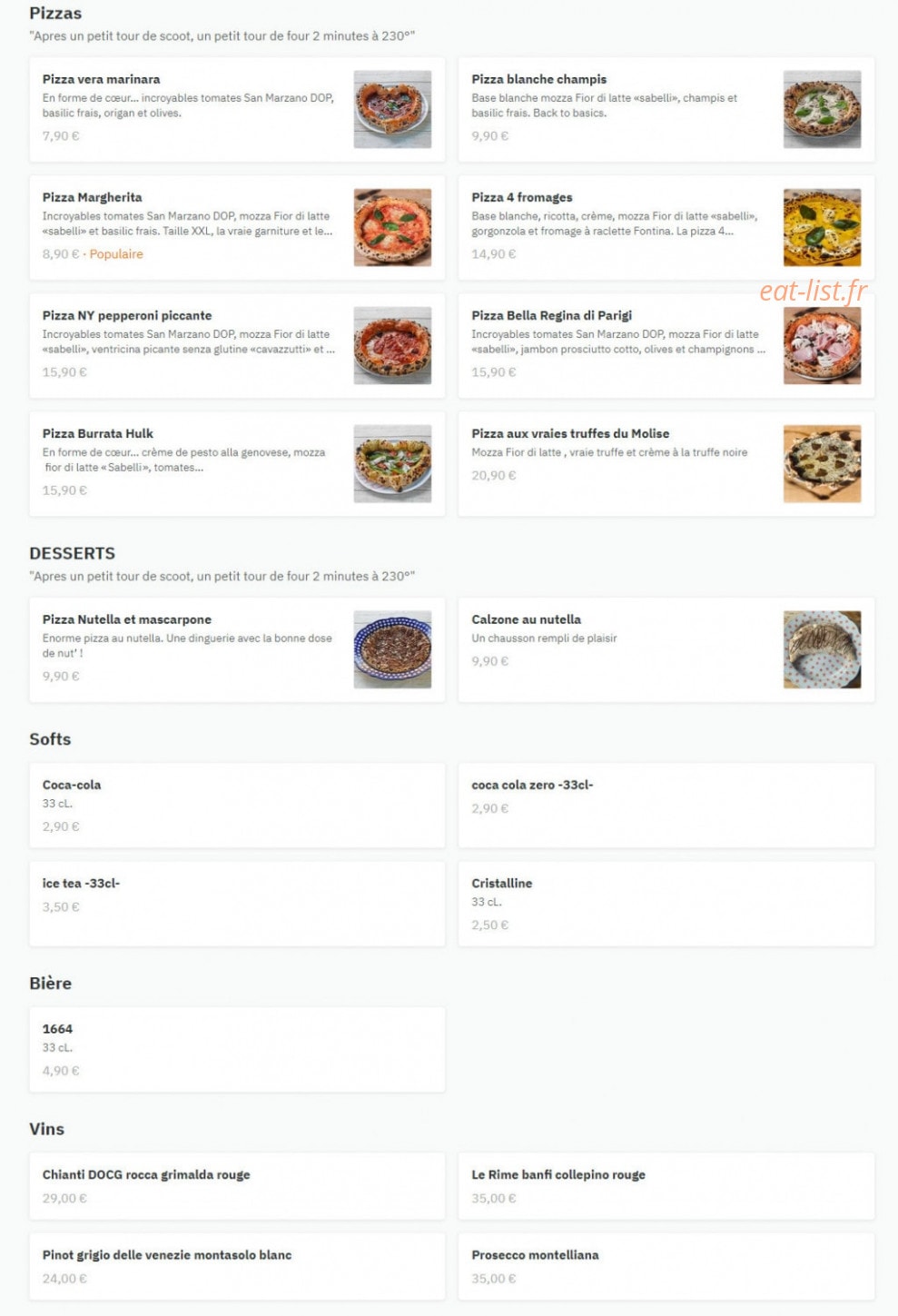 Soho Trattoria — carte page 2