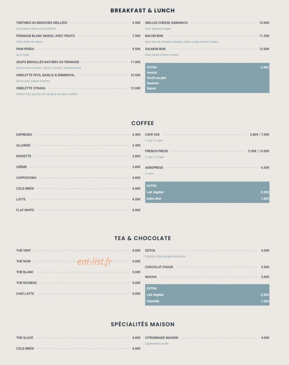 Strada café — carte page 1