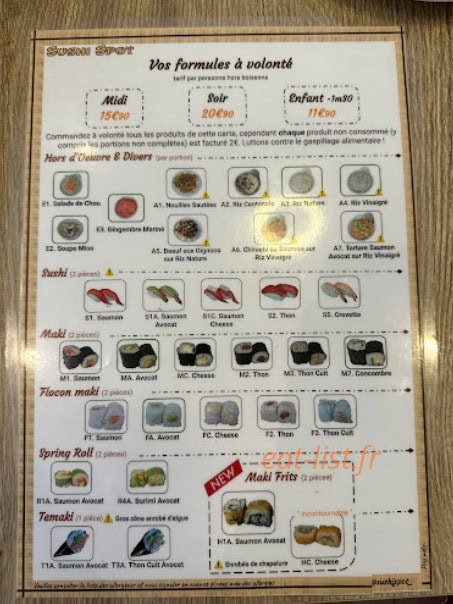 Sushi Spot — carte page 1