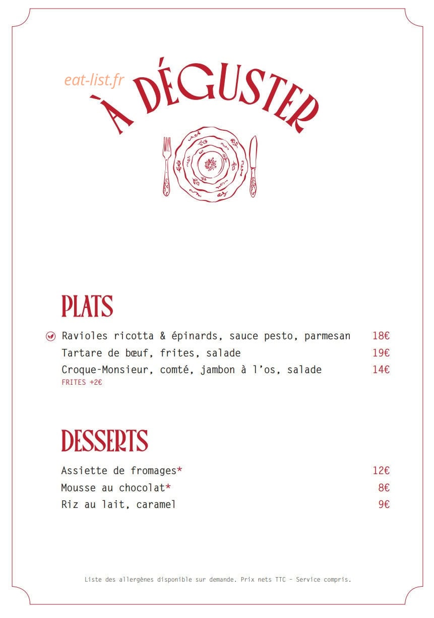 Touvabien Bistrot — carte page 6