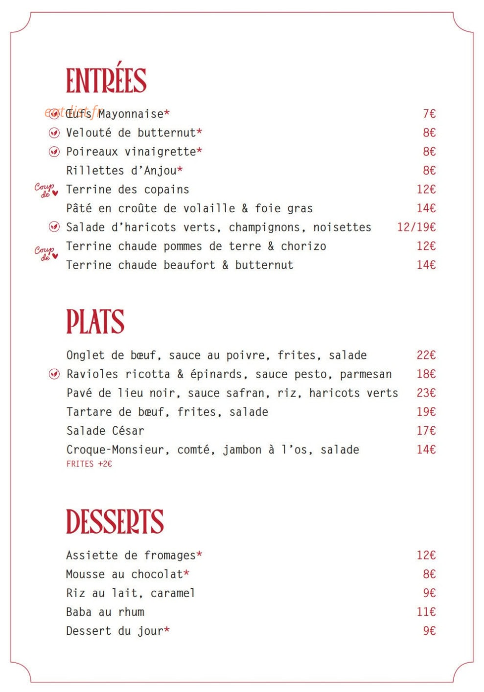 Touvabien Bistrot — carte page 3