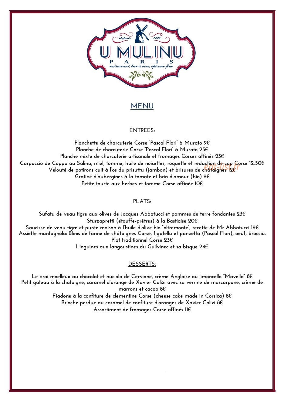 U Mulinu — carte page 1