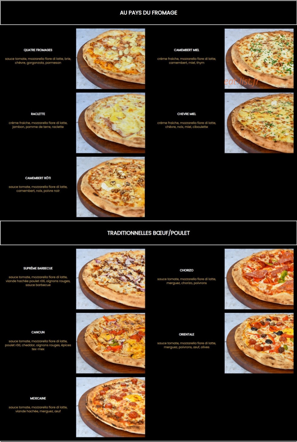 Univers Pizza — carte page 2