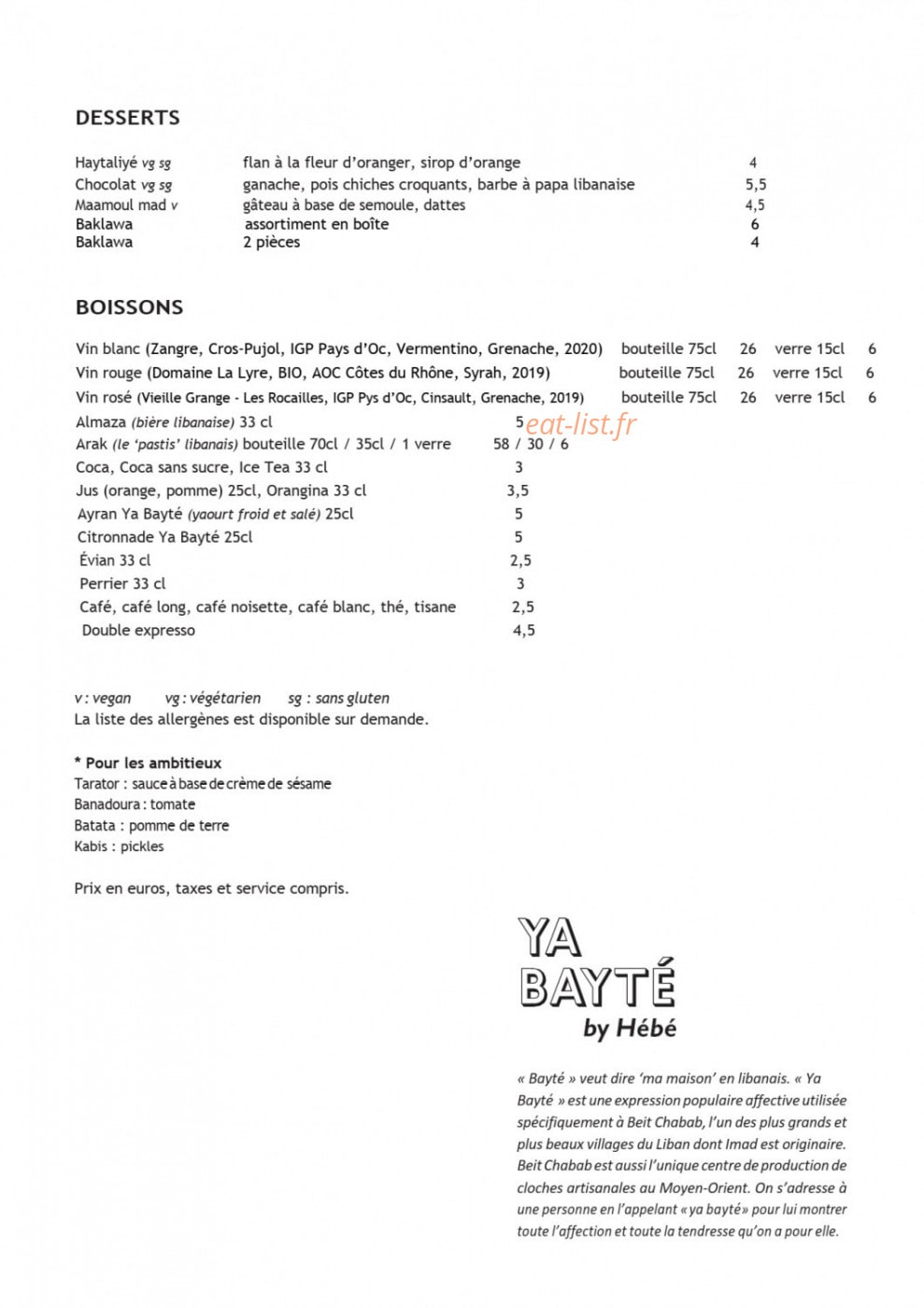 Ya Bayte — carte page 2