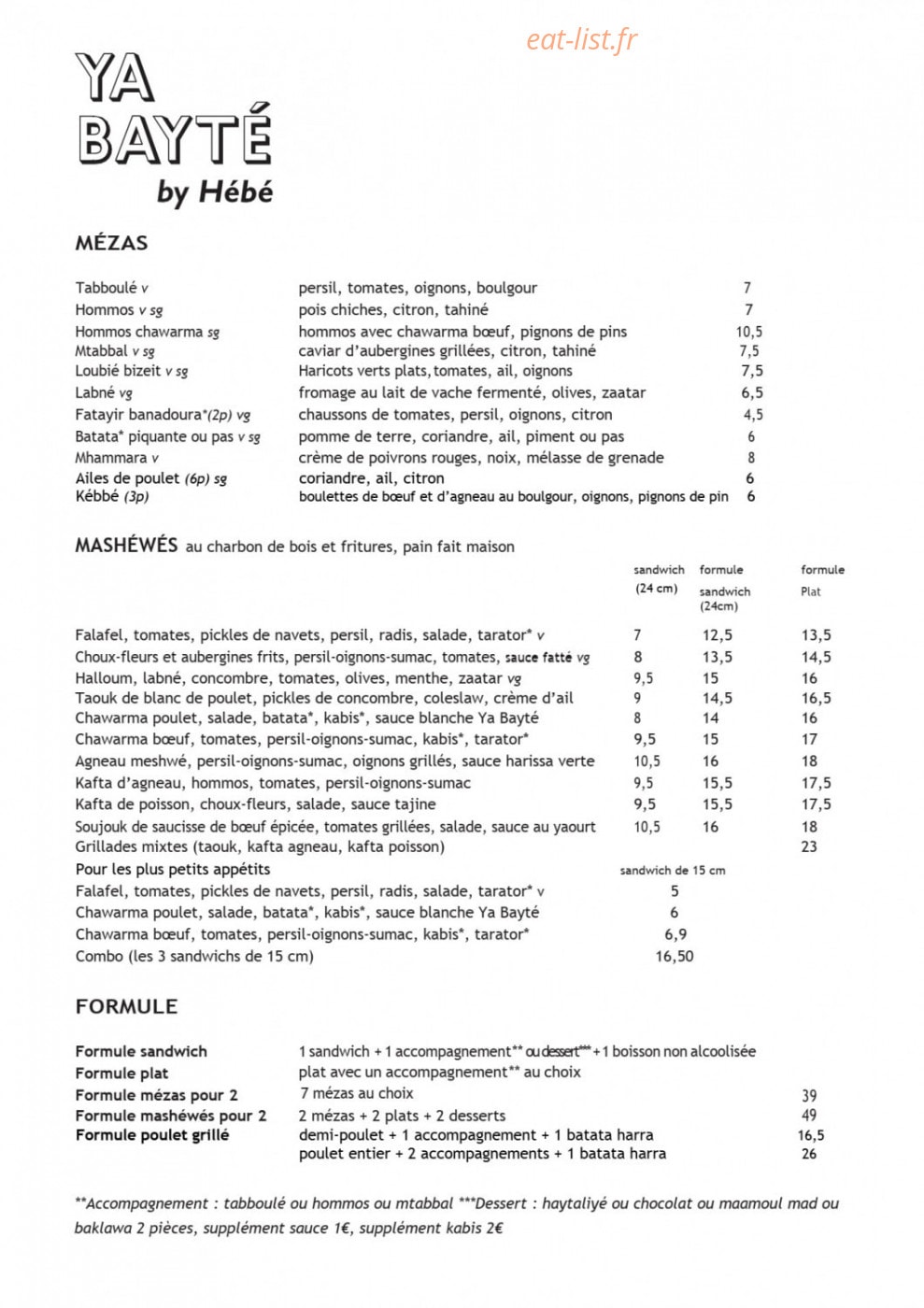Ya Bayte — carte page 1