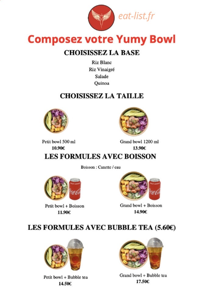 Yumy Bowl — carte page 1