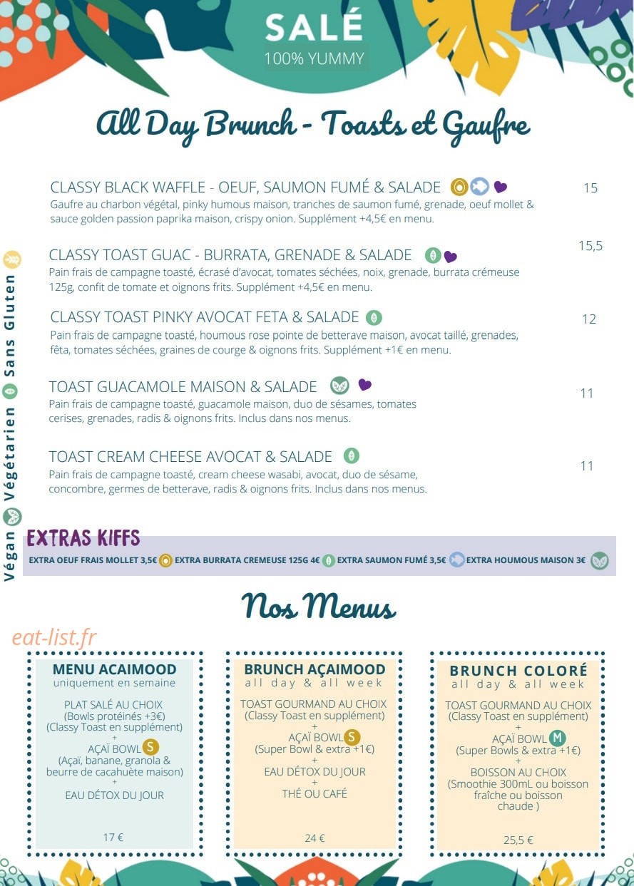 Açaï & You — carte page 1
