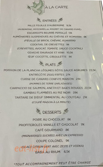 Au Vieux Colombier — carte page 1
