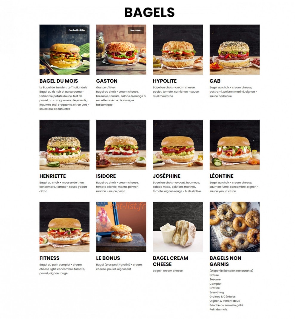 Bagelstein — carte page 1