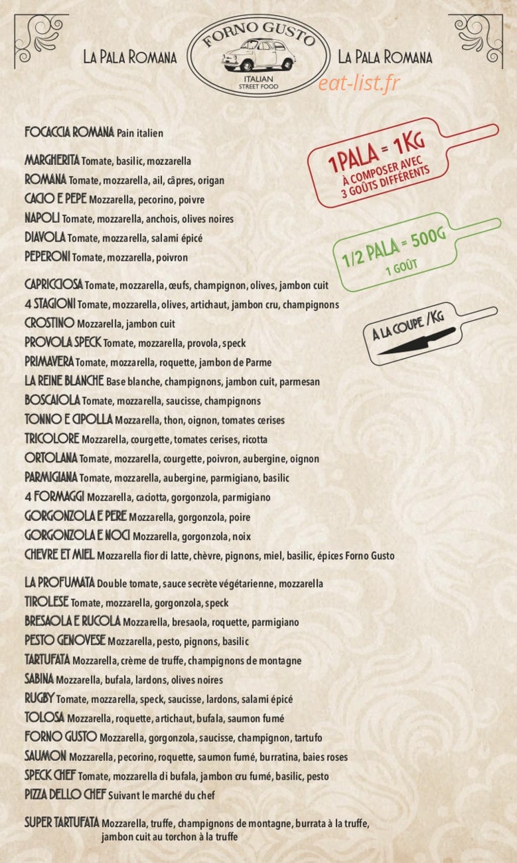 Big Forno Gusto — carte page 1