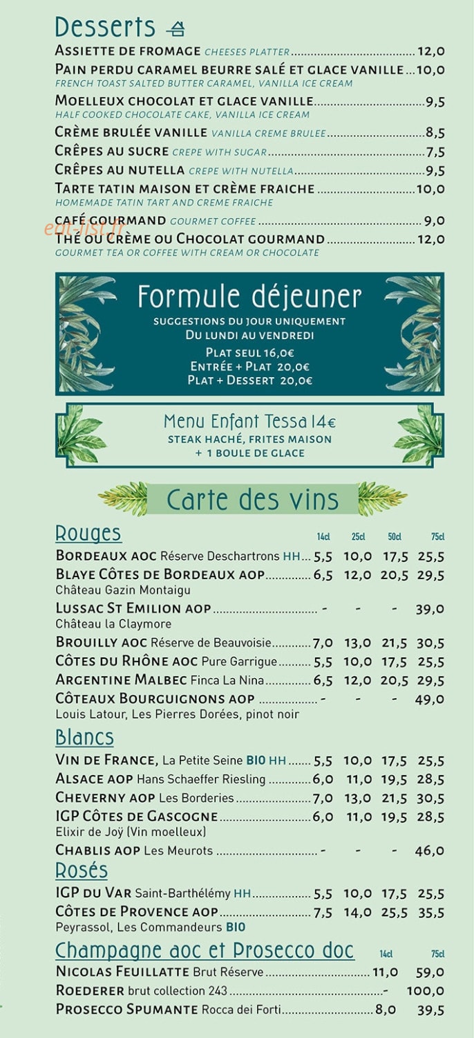 Bistrot Pia — carte page 4