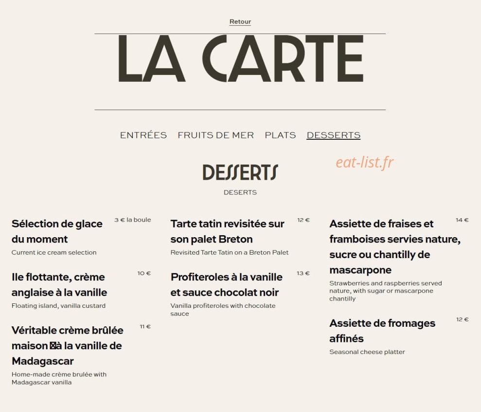Brasserie Des Arts — carte page 4
