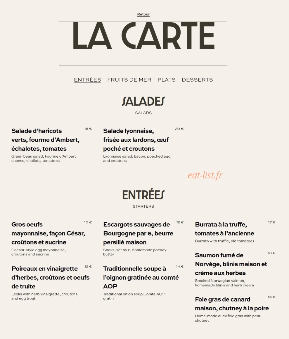 Brasserie Des Arts — carte page 1
