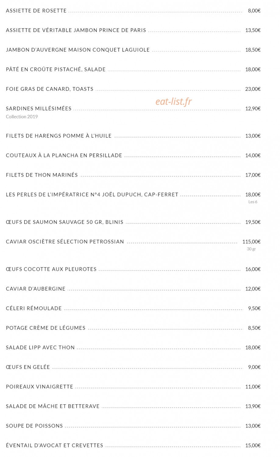 Brasserie Lipp — carte page 12